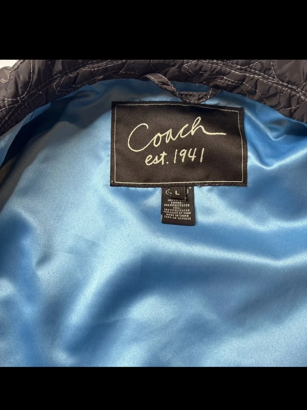 Coach Brown Quilted Logo Puffer Snap Jacket Coat, Size L